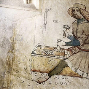 The minting of the currency, 15th century (fresco)