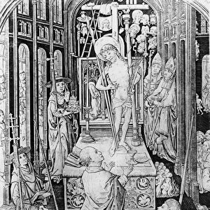 The Miracle of Transubstantiation (engraving) (b / w photo)