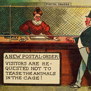 Misogyny: scene at a post office (chromolitho)