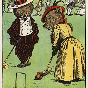 "Miss Bruina played at Croquet"(colour litho)