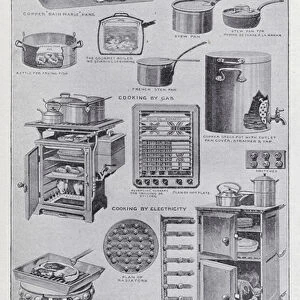 Modern cooking utensils, the use of gas and electricity (litho)
