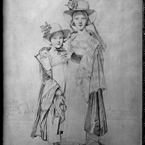 The Montagu Sisters in Rome, 1815 (graphite on paper) (b / w photo)