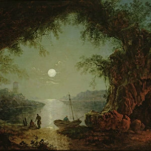 A Moonlit Cove (oil on canvas)