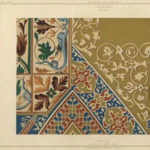 Mosaic, ceiling of the sacristy of St Marks Basilica, Venice, Italy (colour litho)