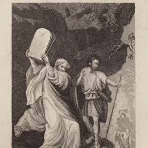 Moses breaking the tables of the law, Exodus XXXII, ver 19 (engraving)