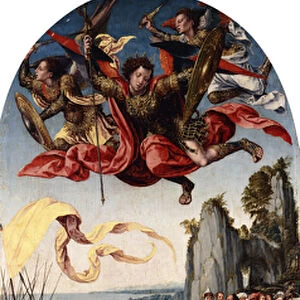Moses Parting the Red Sea in the Presence of Saint Michael, (oil on panel)
