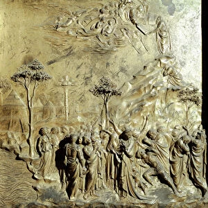 Moses receiving the tables of the law Original panel of the Gate of Paradise