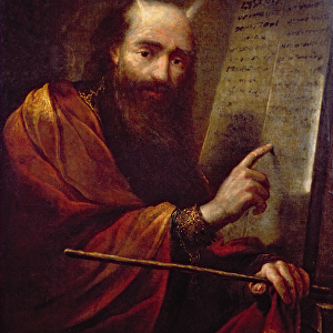 Moses and the Tablets of the Law (oil on canvas)