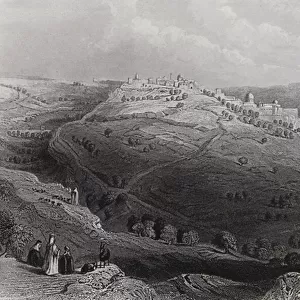 Mount Lion, Jerusalem, from the Hill of Evil Counsel (engraving)