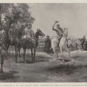 Mr Bennet Burleigh, Special Correspondent of the "Daily Telegraph, "bringing Field-Marshal Lord Roberts the News that Bloemfontein had surrendered (litho)