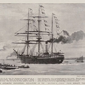 Mr Borchgrevinks Antarctic Expedition, Departure of the "Southern Cross"from Hobart, Tasmania (litho)