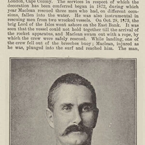 Mr Ronald Maclean, of East London, Cape Colony, Albert Medal (First Class) for Saving Life (b / w photo)