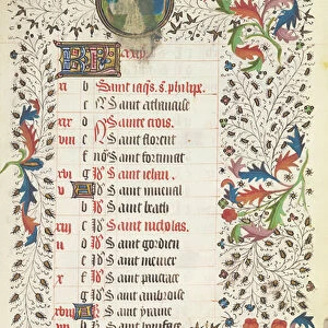 Ms 19 May: Gemini and a man hunting, from a Book of Hours, early 15th century (vellum)