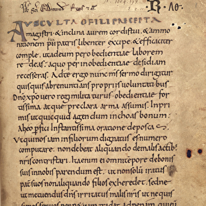 Ms. 197 f. 1r Rule of St. Benedict (vellum)