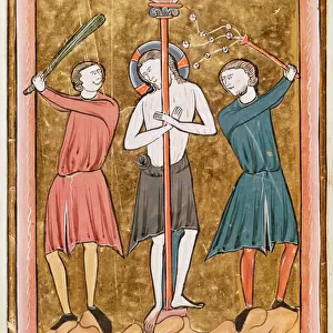 Ms 3016 fol. 17v The Flagellation, from Psautier a l Usage de Paris (vellum)