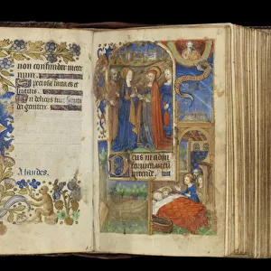 MS 39-1950 f. 60v-61r The Visitation (gold, silver & coloured ink on parchment)