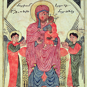 Ms 481 fol. 8v Virgin and Child with Angels, from a Gospel, 1330 (vellum)