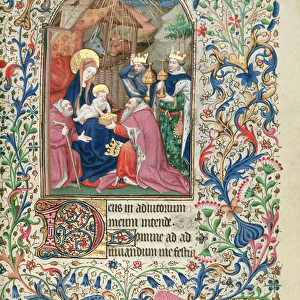 Ms 63 f. 65r Adoration of the Magi, from a Book of Hours, c. 1460 (vellum)