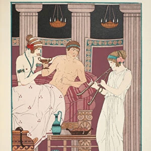 Music Therapy, illustration from The Works of Hippocrates, 1934 (colour litho)