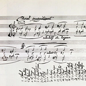 Detail of musical score of Sports and entertainment by Erik Satie, 1914