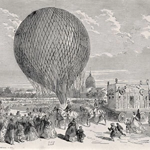 Nadars balloon, Le Geant being prepared at the Champ de Mars