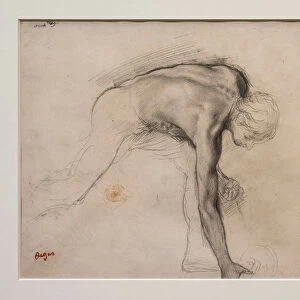 Naked man leaning picking up an object. Around 1859-1861. Graphite on velin paper
