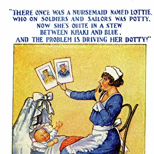 Nanny on humorous British postcard - 1927