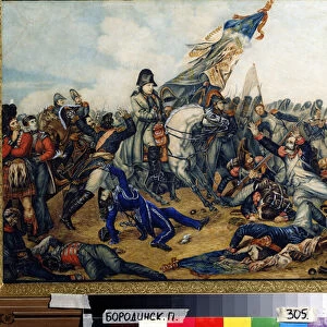 Napoleon 1er (1769-1821) a la bataille de Waterloo (The battle of Waterloo) le 18 juin 1815. Peinture de Charles de Steuben (1788-1856). Aquarelle et encre sur papier, 40 x 55 cm, 1831. Ecole francaise du 19e siecle