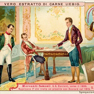 Napoleon negotiating a loan with French banker Gabriel-Julien Ouvrard, 1815 (chromolitho)