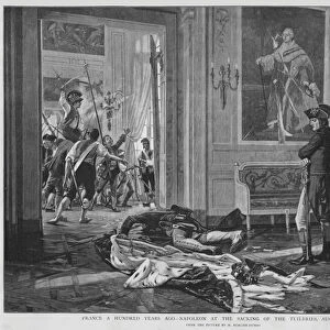 Napoleon at the sacking of the Palais des Tuileries, Paris, French Revolution, 1792 (litho)