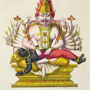 Narasimha, engraved by de Marlet (colour litho)