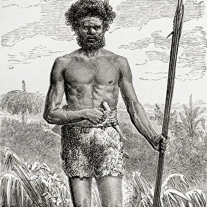 Native Australian, from Darwin's Journal of a Voyage Around the World, 1890 (engraving)