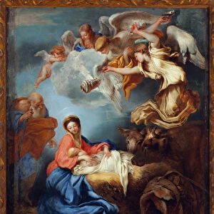 Nativite (Nativity) Painting by Grechetto (Giovanni Benedetto Castiglione) (1610-1665)