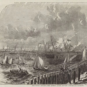 The Naval Review, the Queens Yacht leaving Portsmouth Harbour (engraving)