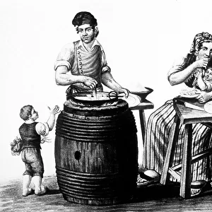 Neapolitan Family Eating Pasta, c. 1850 (engraving)