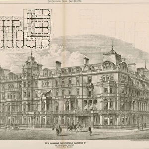 New Mansions, Chesterfield Gardens, London W, John Thomas Wimperis, architect (engraving)