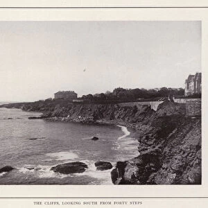 Newport, Rhode Island: The Cliffs, looking South from Forty Steps (b / w photo)