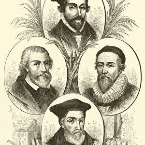 Nicholas Ridley, John Rogers, John Hooper, Hugh Latimer (engraving)