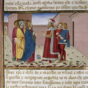 Nicodema the Pharisee visits Jesus Miniature by Cristoforo De Predis (1440-1486