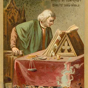 Nicolas Flamel, French scrivener and manuscript seller (chromolitho)