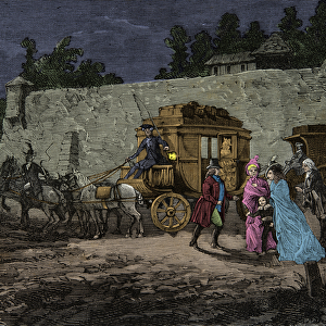 Night flight of the royal family to Varennes in 1791, Engraving, Private collection