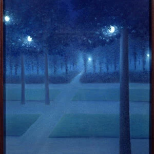 Night at the Parc Royal de Bruxelles. Pastel painting by William Degouves de Nuncques