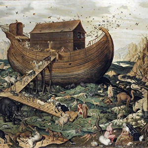 Noahs Ark on Mount Ararat, 1570 (oil on wood)