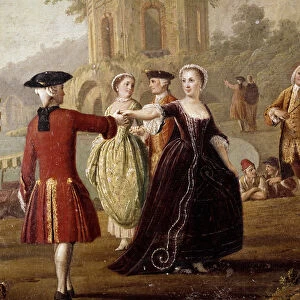 Noble dance and feast scene in Naples Dancers in a park
