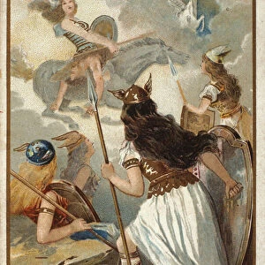 Nordic mythology: The Walkyries (virgins warriors) in Valholl (or Walhalla, Valhalla