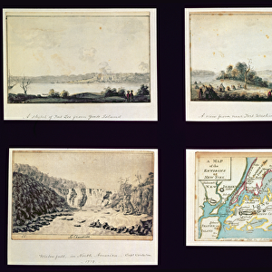 North American Scenes and a map of New York, c. 1772 (w / c on paper)