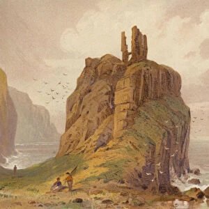 North of Ireland, Dunseverick Castle (colour litho)