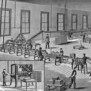 Nortons improved automatic machinery for making tin cans, c. 1901 (litho)