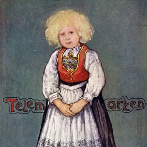 Norway: Little Girl of Telemarken (colour litho)
