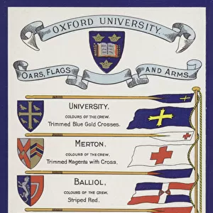 Oars, flags and arms, Oxford University (colour litho)